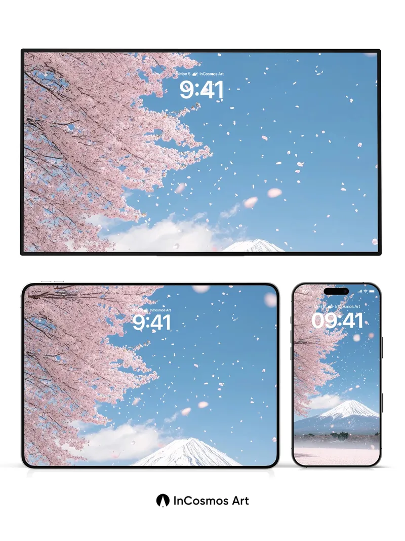 Serenity Snowfall Wallpaper with Cherry Canopy