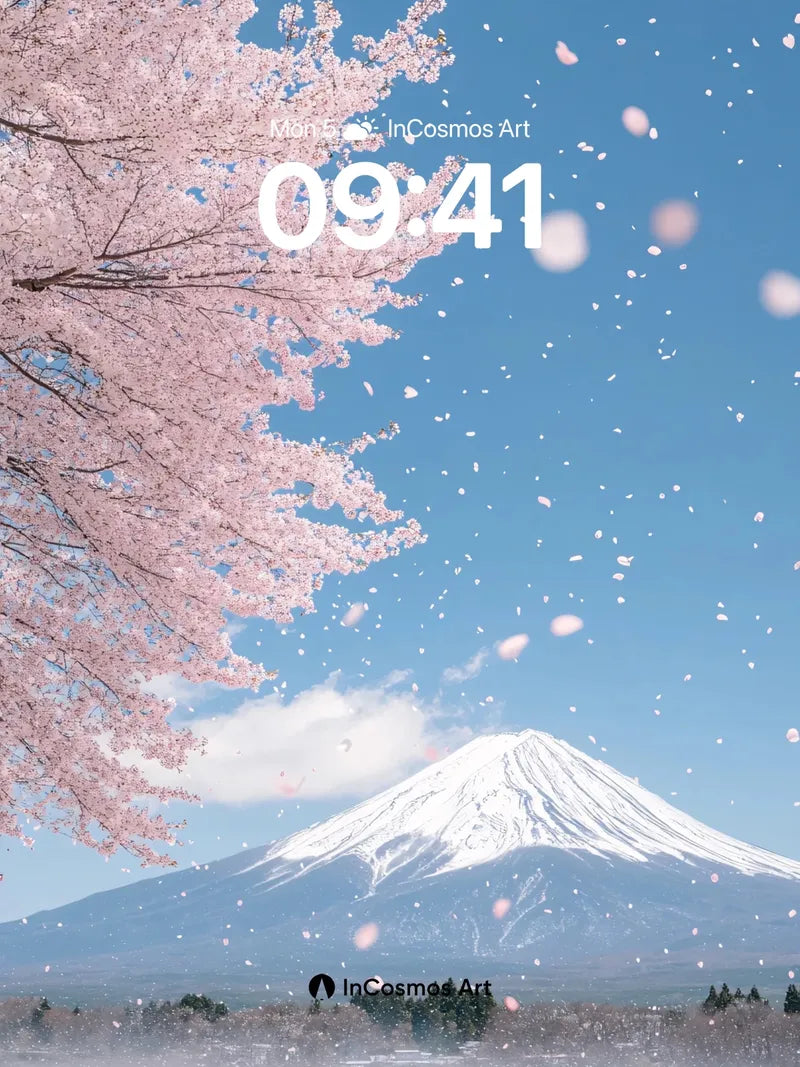 Serenity Snowfall Wallpaper with Cherry Canopy