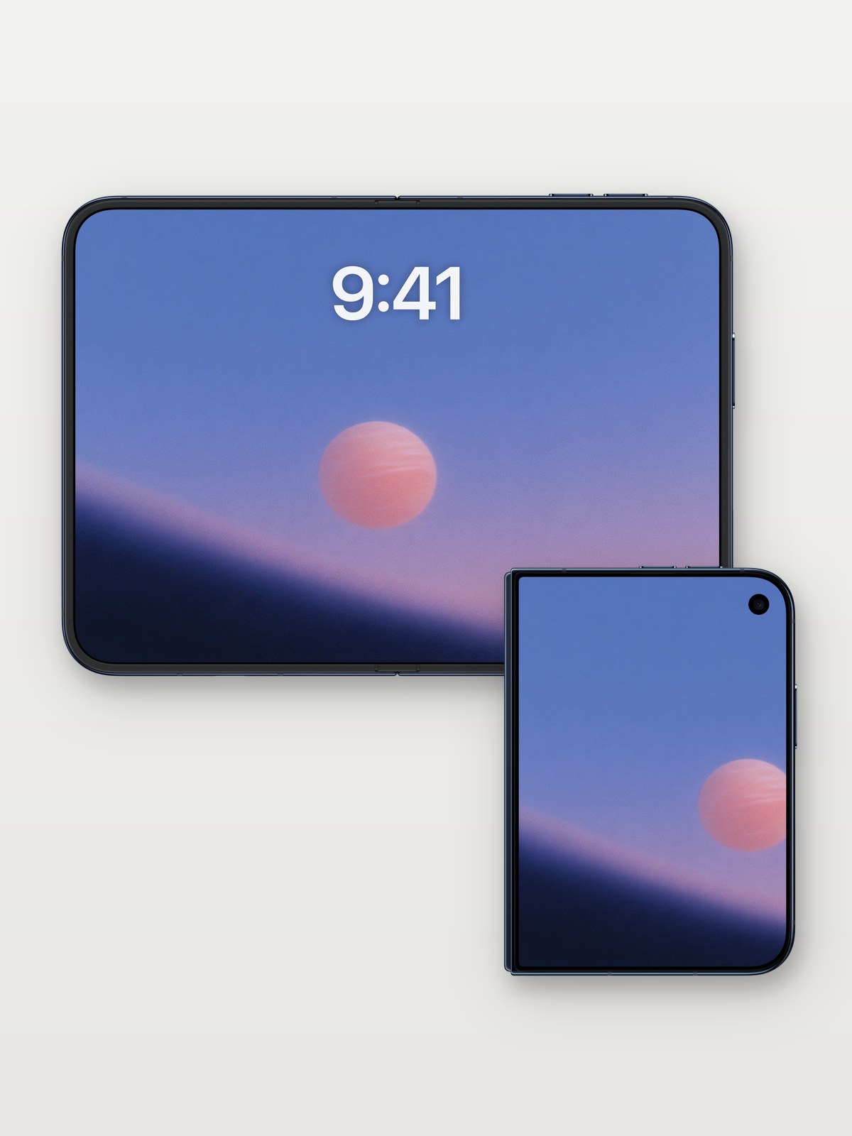 Celestial Glow Gradient Background on iPhone Duo, open and closed