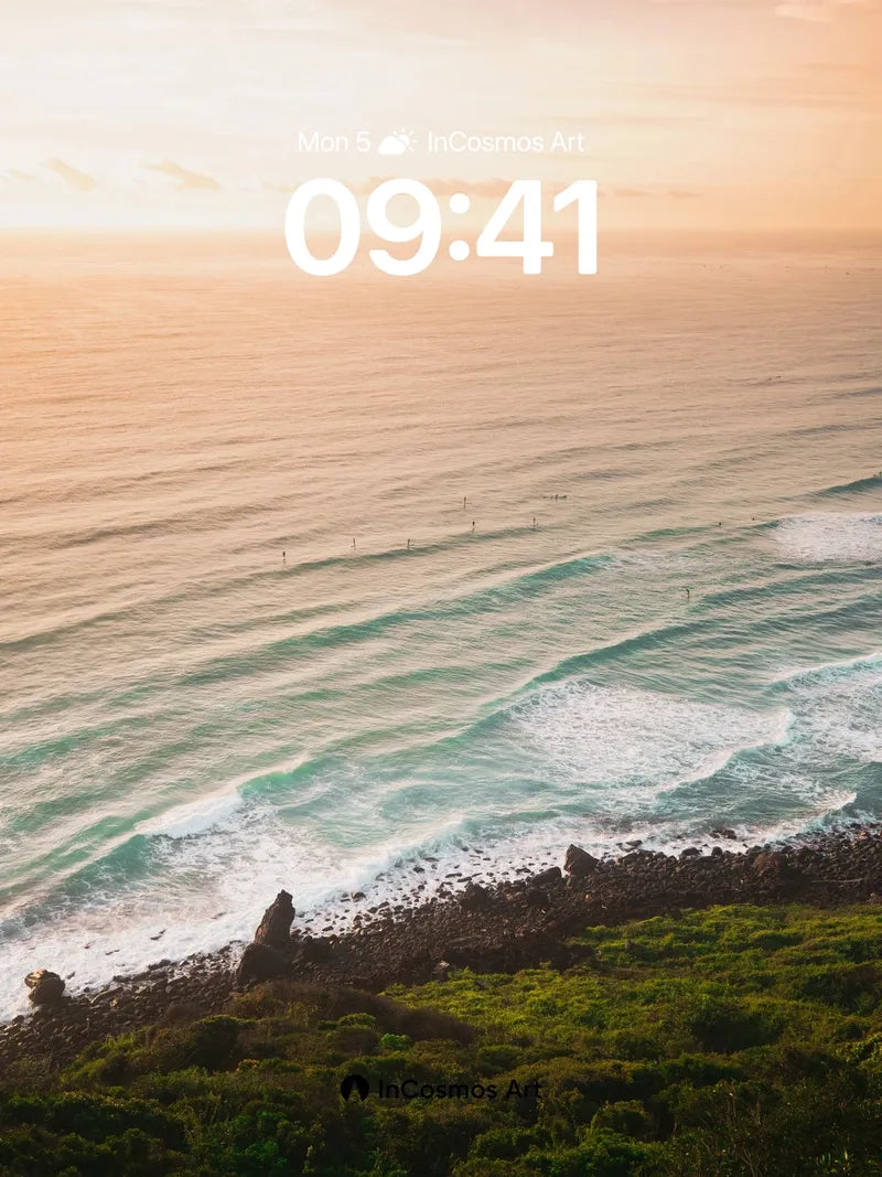 Golden Hush Ocean Wallpaper with Whispering Waves wallpaper for iPhone, iPad & Mac