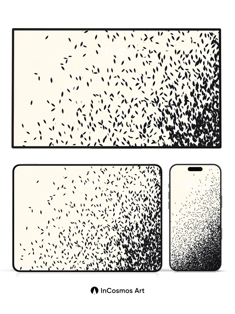 Whispering Ink Wallpaper with Floating Fragments