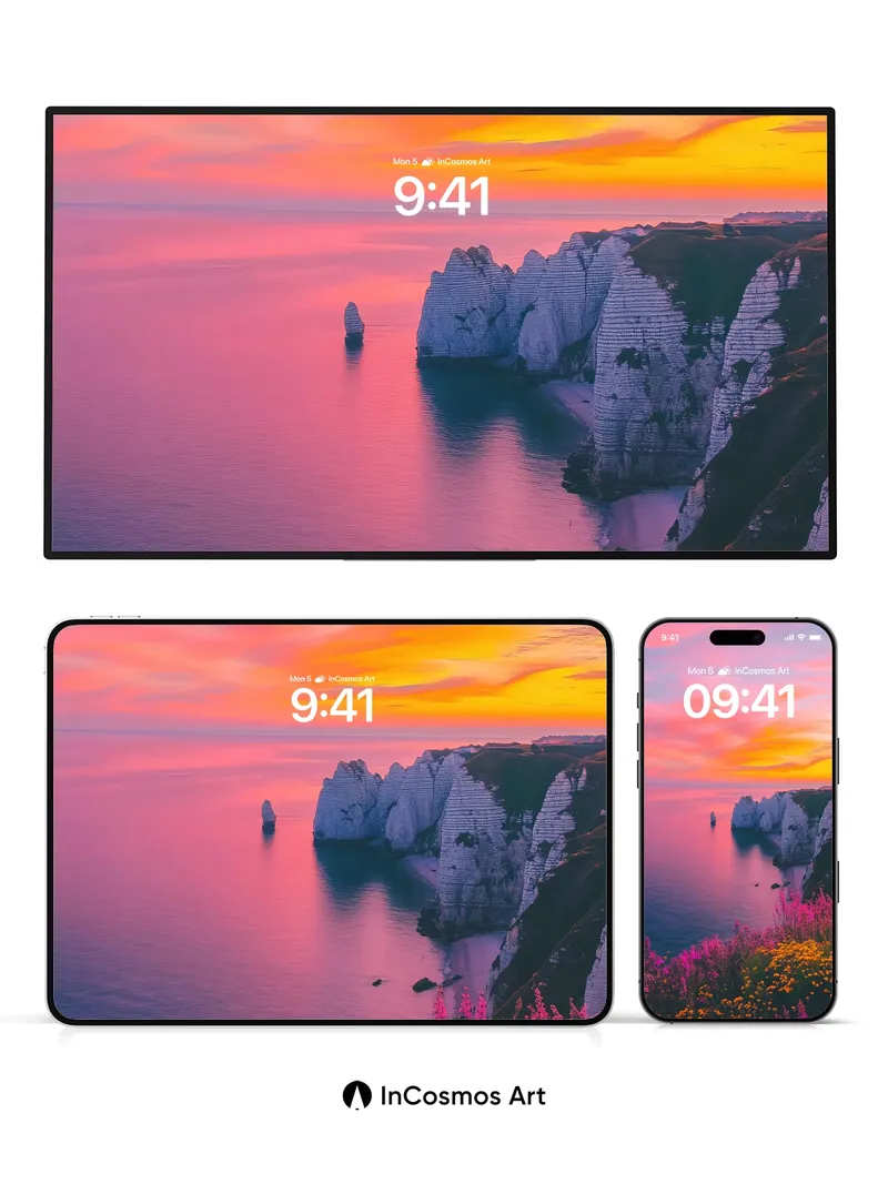 Crimson Horizon Wallpaper with Luminous Cliffs