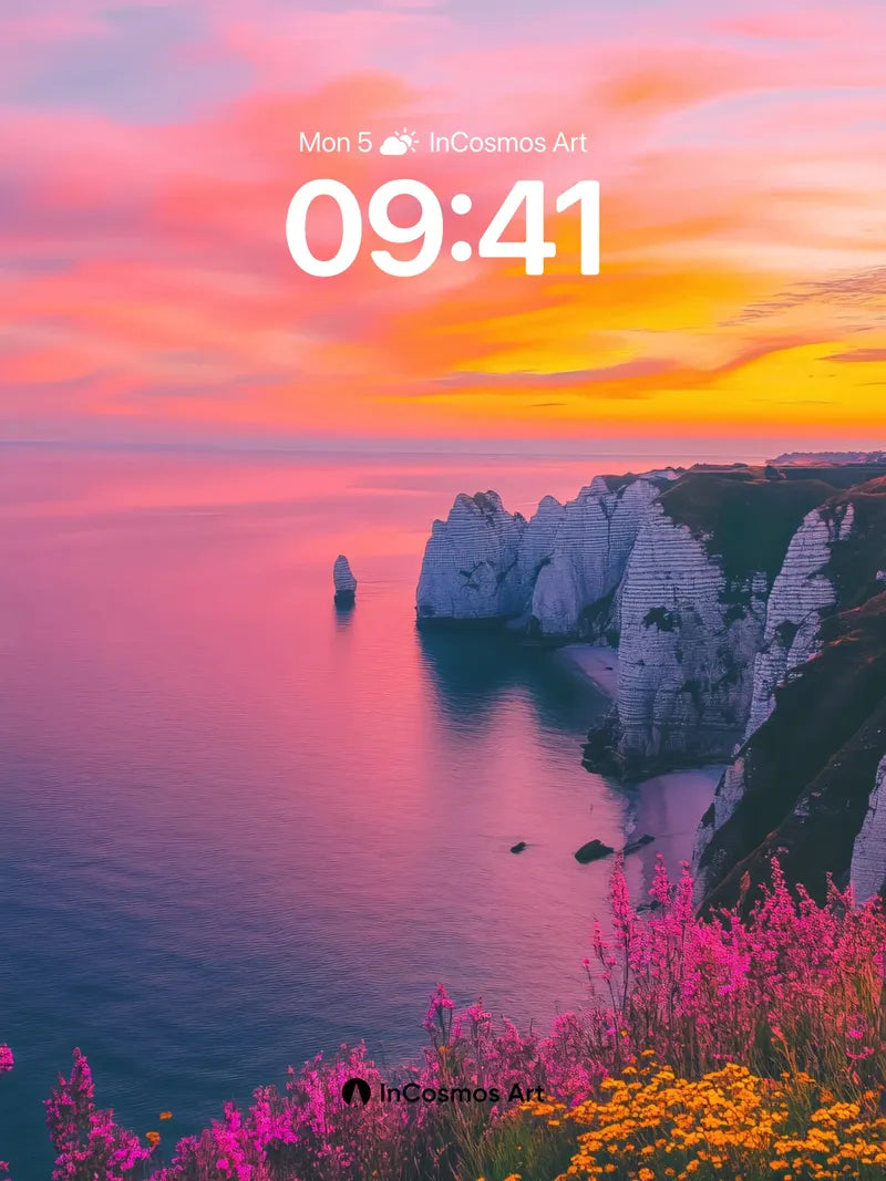 Crimson Horizon Wallpaper with Luminous Cliffs