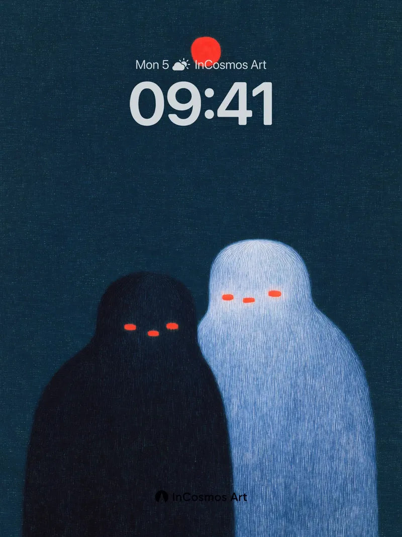 Silent Watchers Wallpaper with Crimson Orb