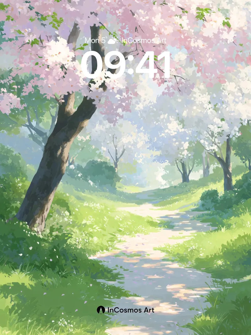 Serenity Bloom Wallpaper with Cherry Canopy wallpaper for iPhone, iPad & Mac