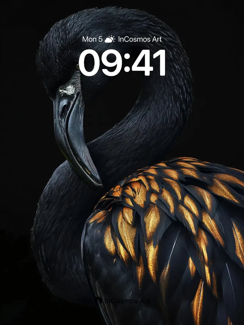 Velvet Shadow Wallpaper with Amber Feathers