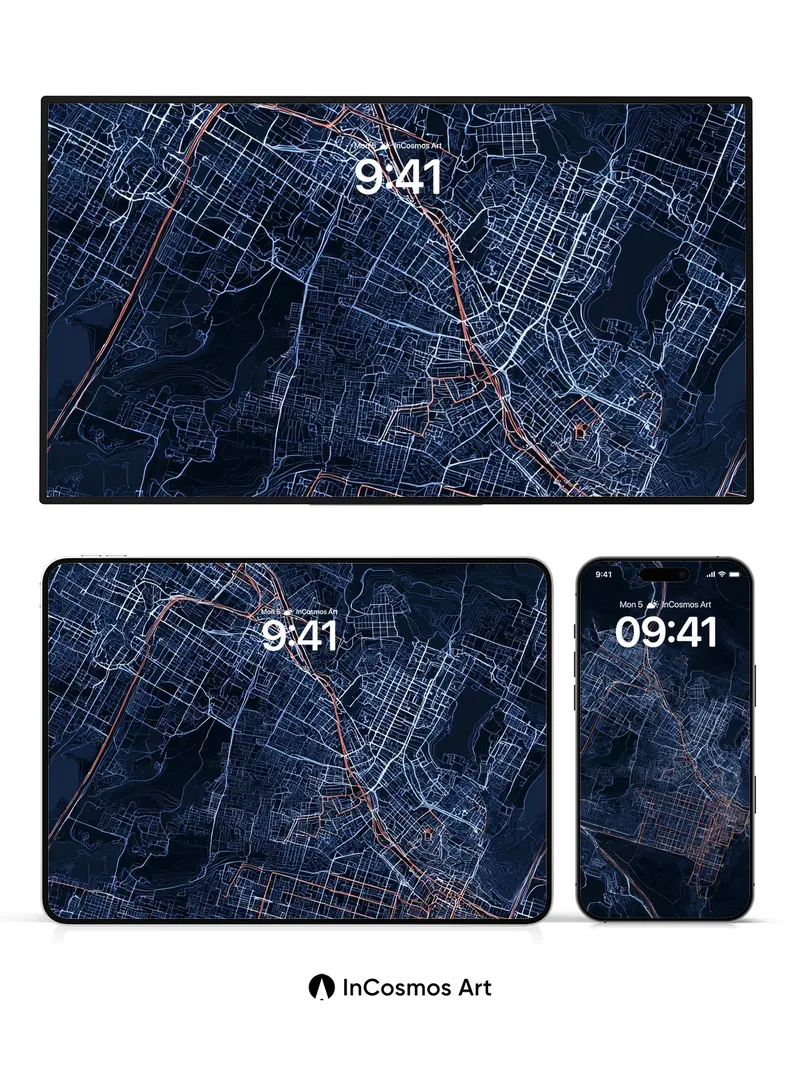 Neon Grid Wallpaper with Electric Veins