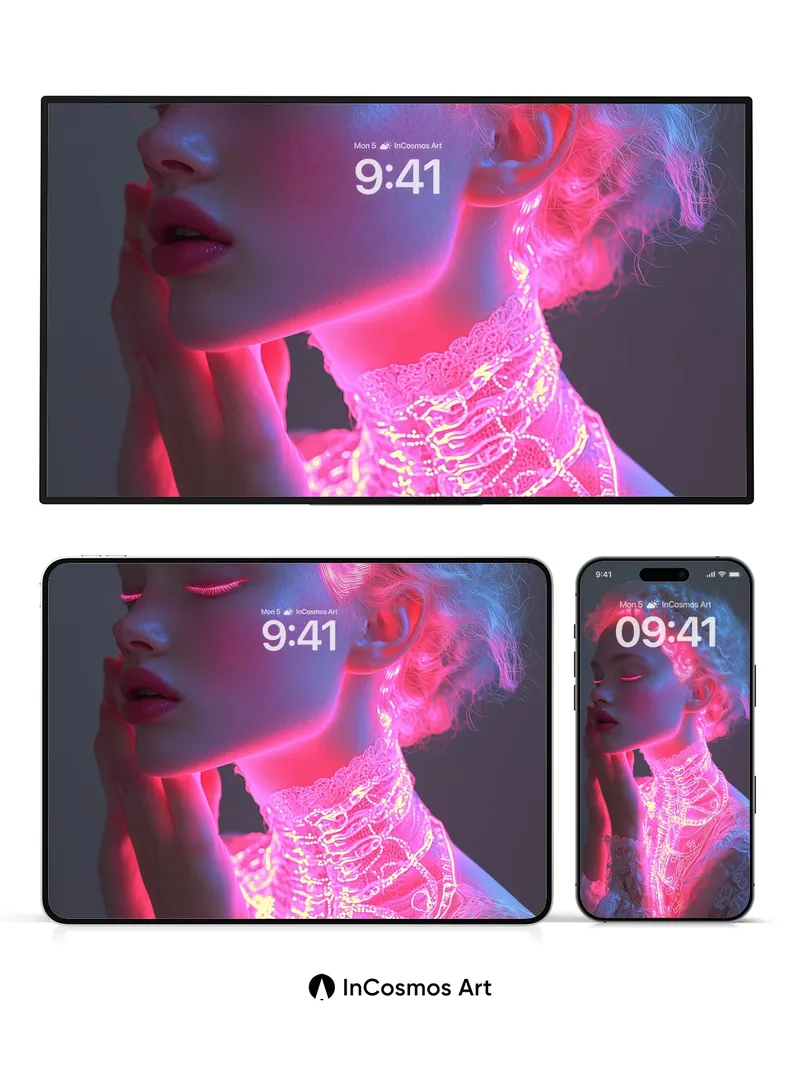 Neon Veil Wallpaper with Luminous Lace