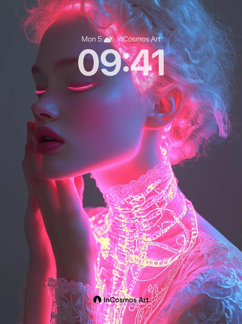 Neon Veil Wallpaper with Luminous Lace