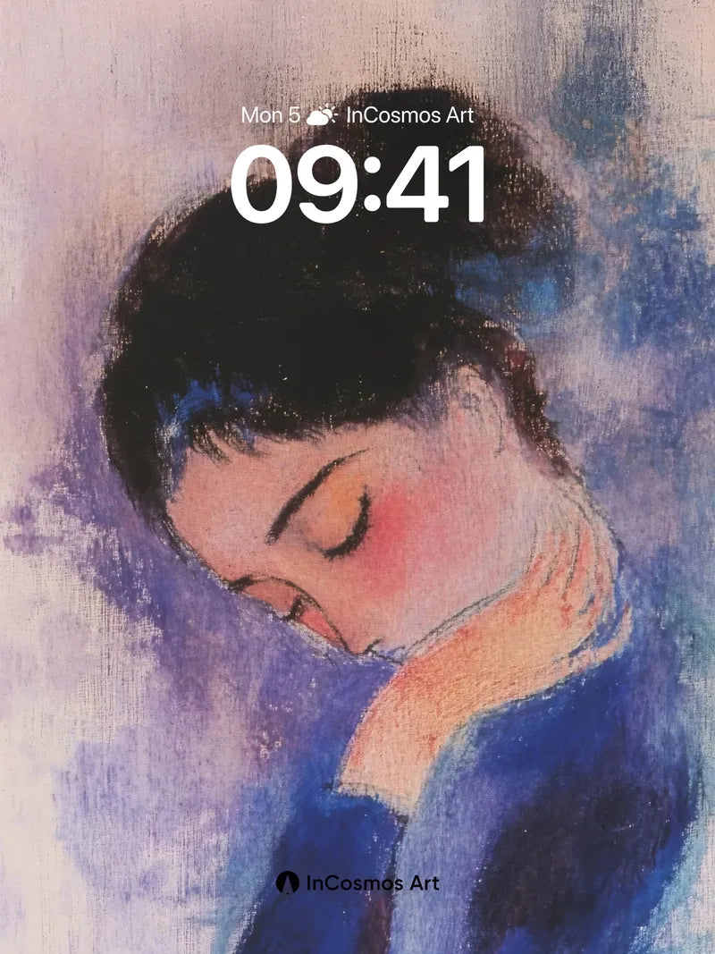 Whispering Blue Wallpaper with Closed Eyes wallpaper for iPhone, iPad & Mac