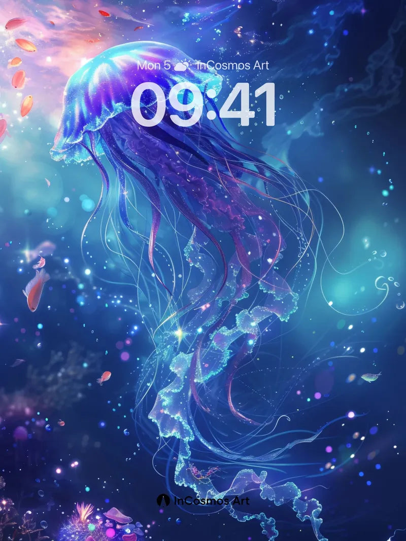 Luminous Depths Wallpaper with Cosmic Jellyfish