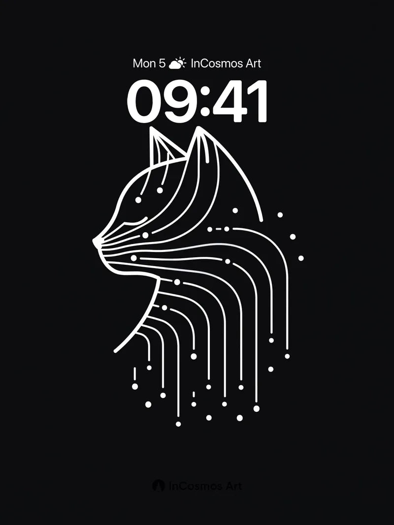 Circuit Feline Wallpaper with Dotted Trails