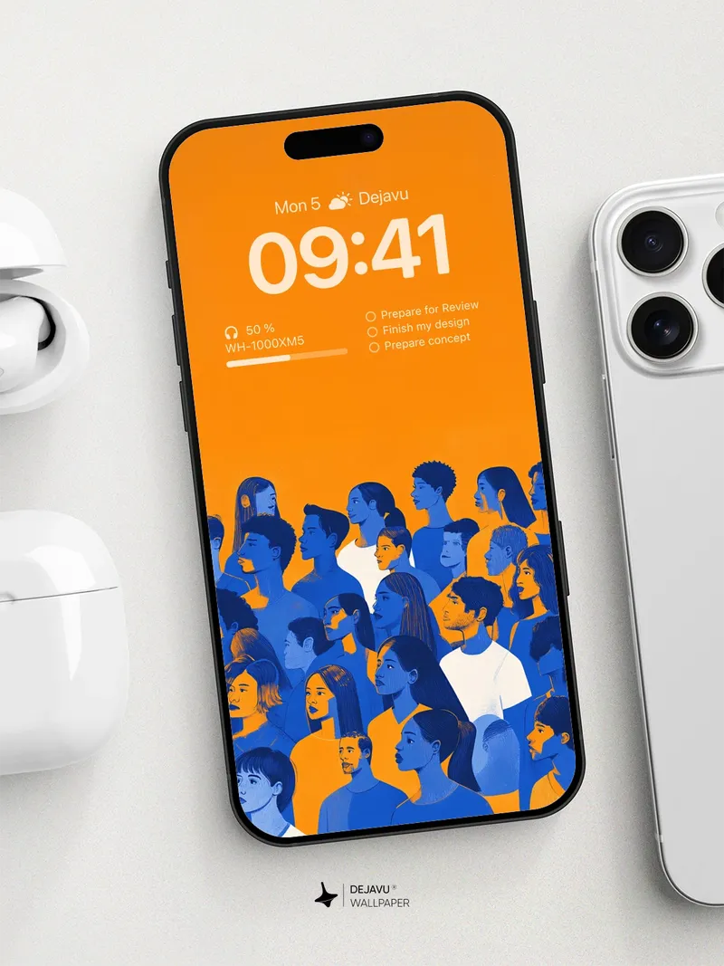 8K Minimal Aesthetic Illustration: Diverse Faces in Vibrant Gradient