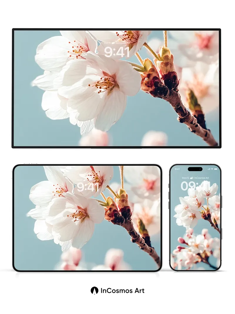 Serene Cherry Bloom Wallpaper with Soft Light Drift
