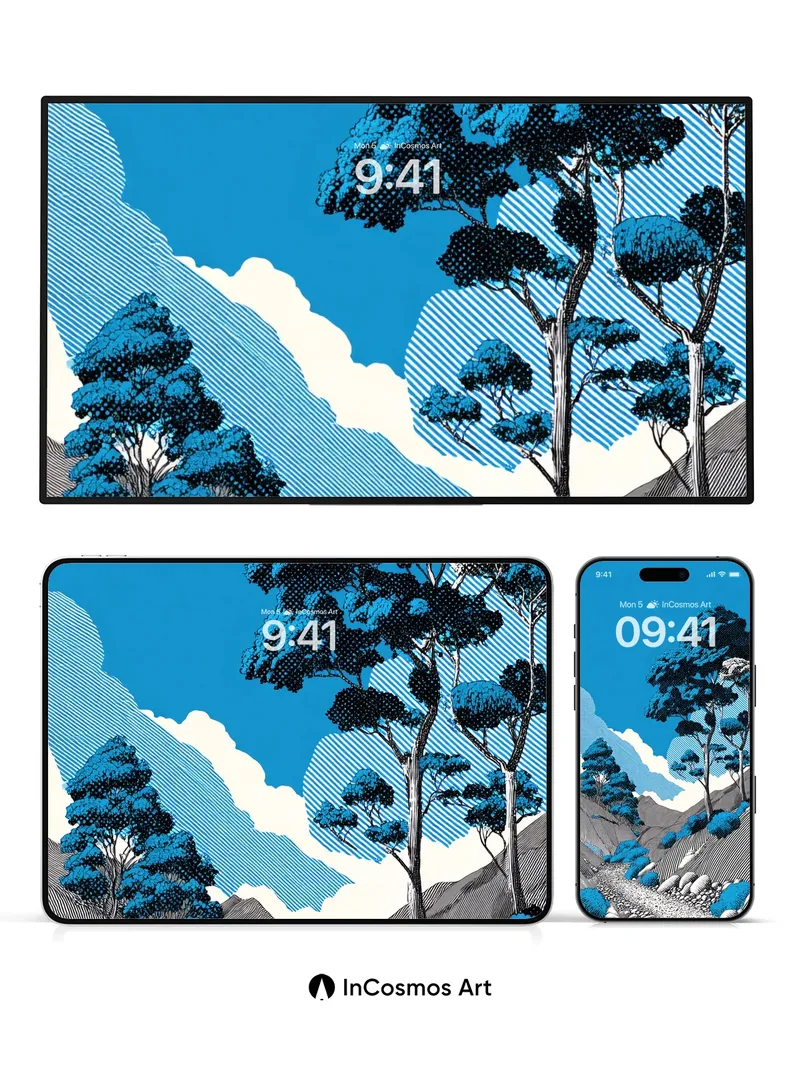 Serenity Grove Wallpaper with Hokusai Echoes