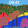 Electric Meadow Wallpaper with Polka-Dot Trees wallpaper for iPhone, iPad & Mac