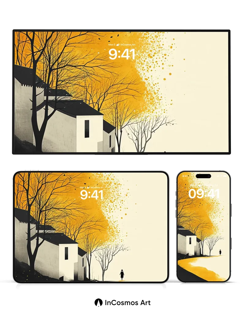 Autumn Hush Wallpaper with Golden Drift