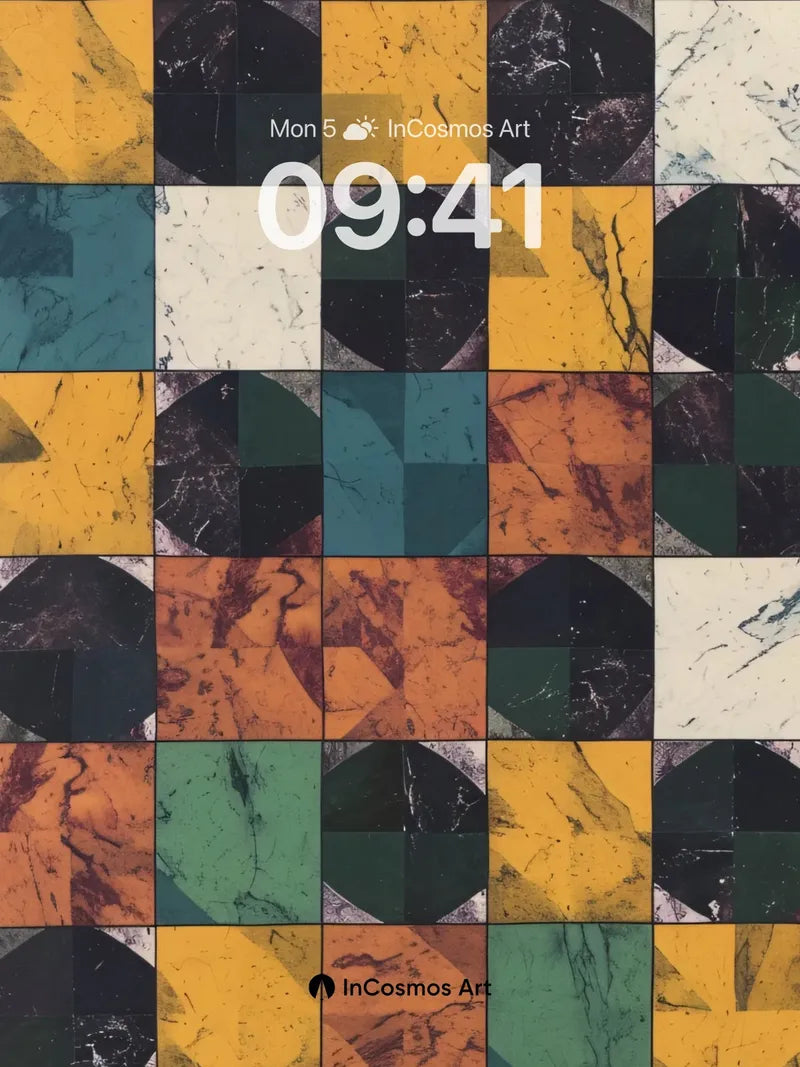 Marble Mosaic Wallpaper with Geometric Echoes