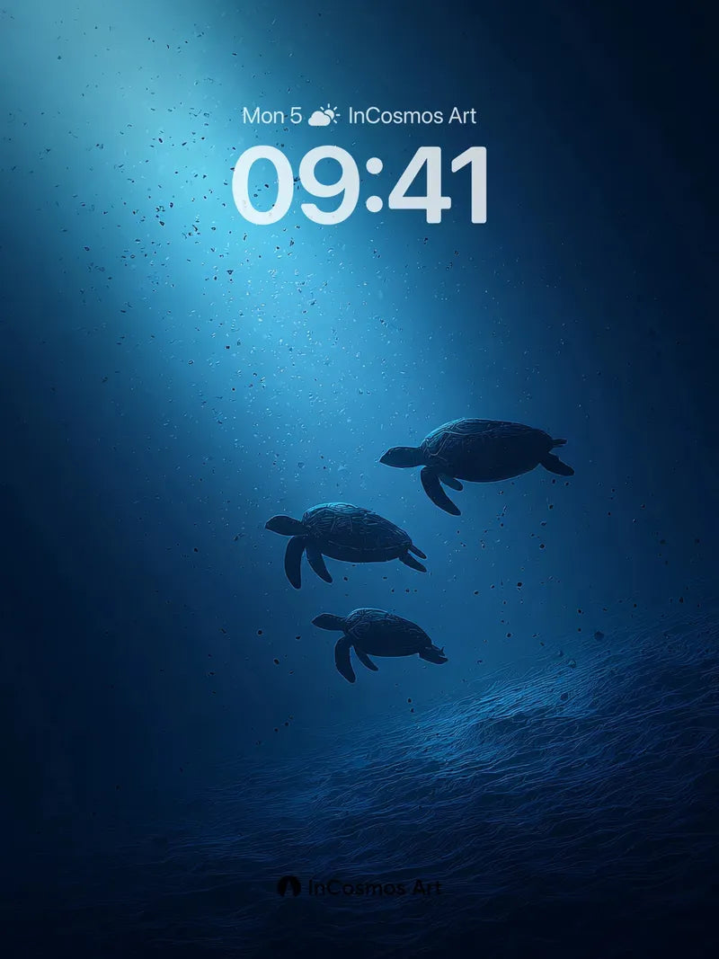 Midnight Blue Sea Turtle Migration Wallpaper