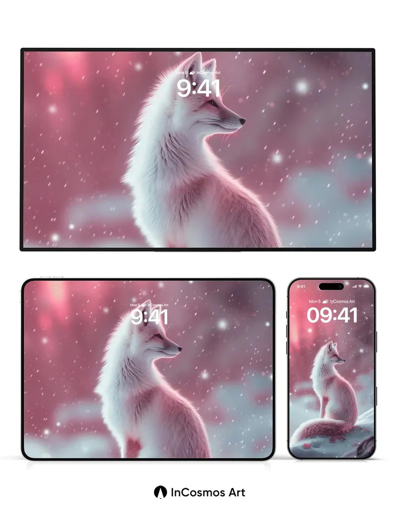 Serenity Fox Wallpaper with Snowfall Hush