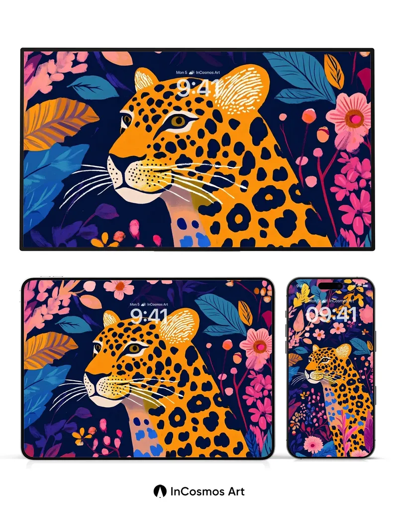 Jungle Reverie Wallpaper with Leopard Eyes