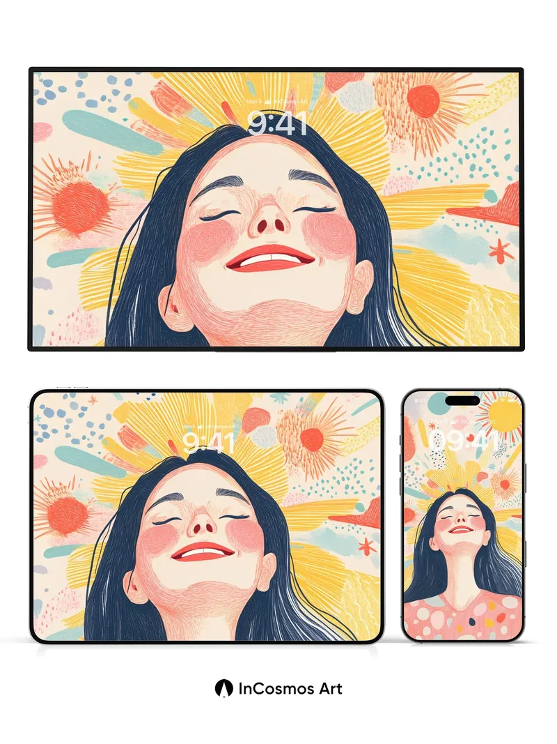 Sun-Kissed Reverie Wallpaper with Radiant Dots