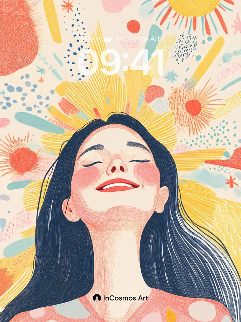 Sun-Kissed Reverie Wallpaper with Radiant Dots