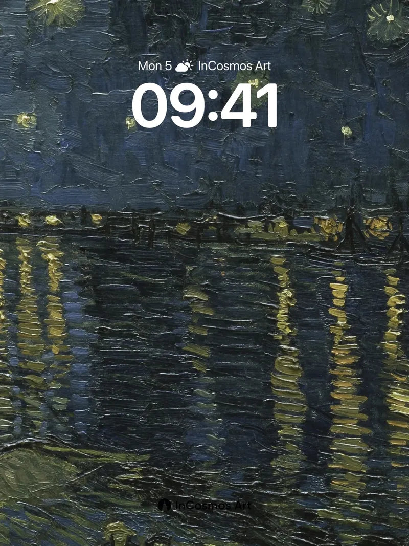 Starry Night Reflection Wallpaper with Walking Figures wallpaper for iPhone, iPad & Mac
