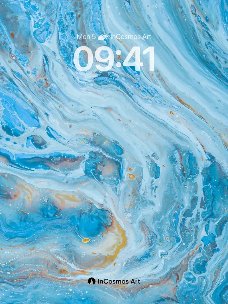 Azure Whirlpool Wallpaper with Golden Veins