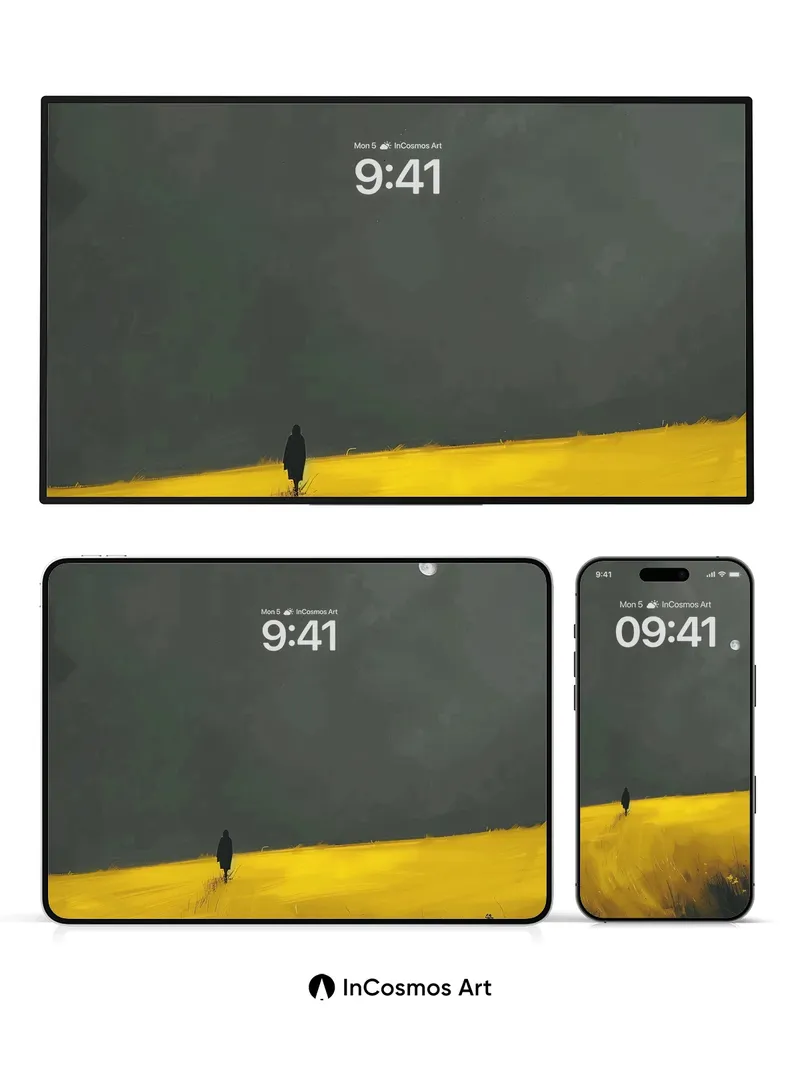 Solitary Moonlight Wallpaper with Golden Field