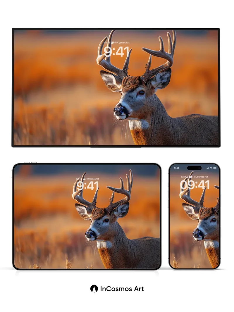 Golden Hush Deer Wallpaper with Autumn Breath