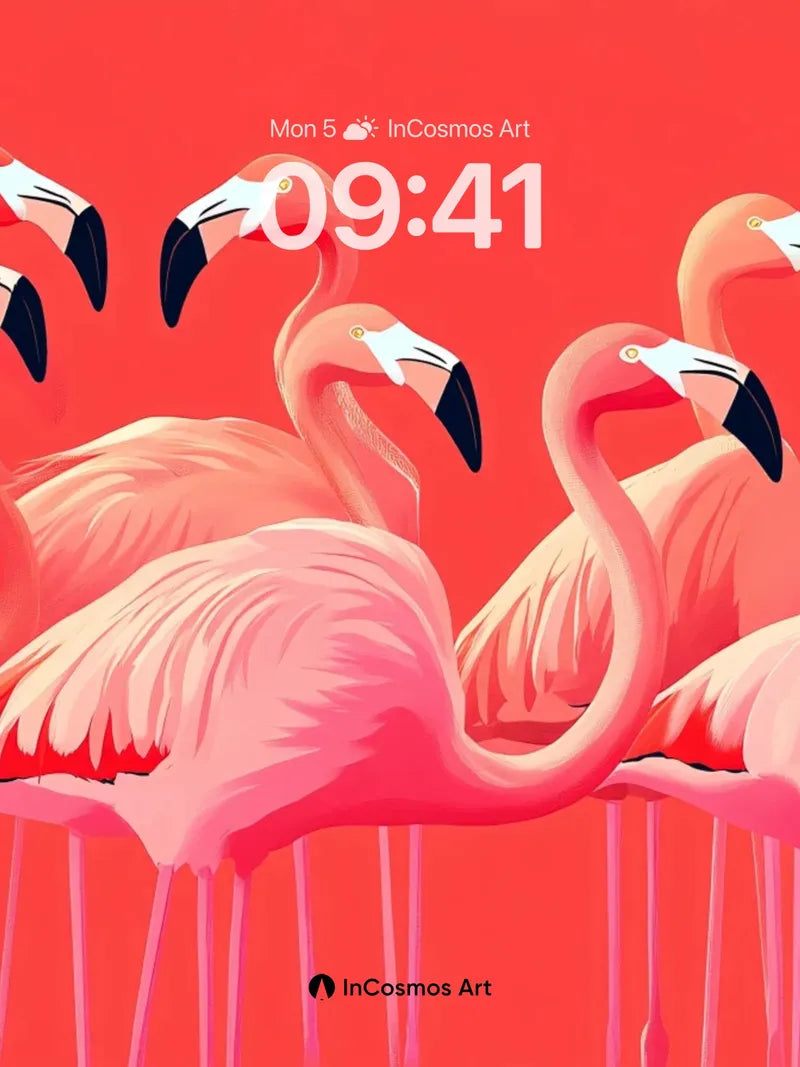 Pink Mirage Wallpaper with Flamingo Flock