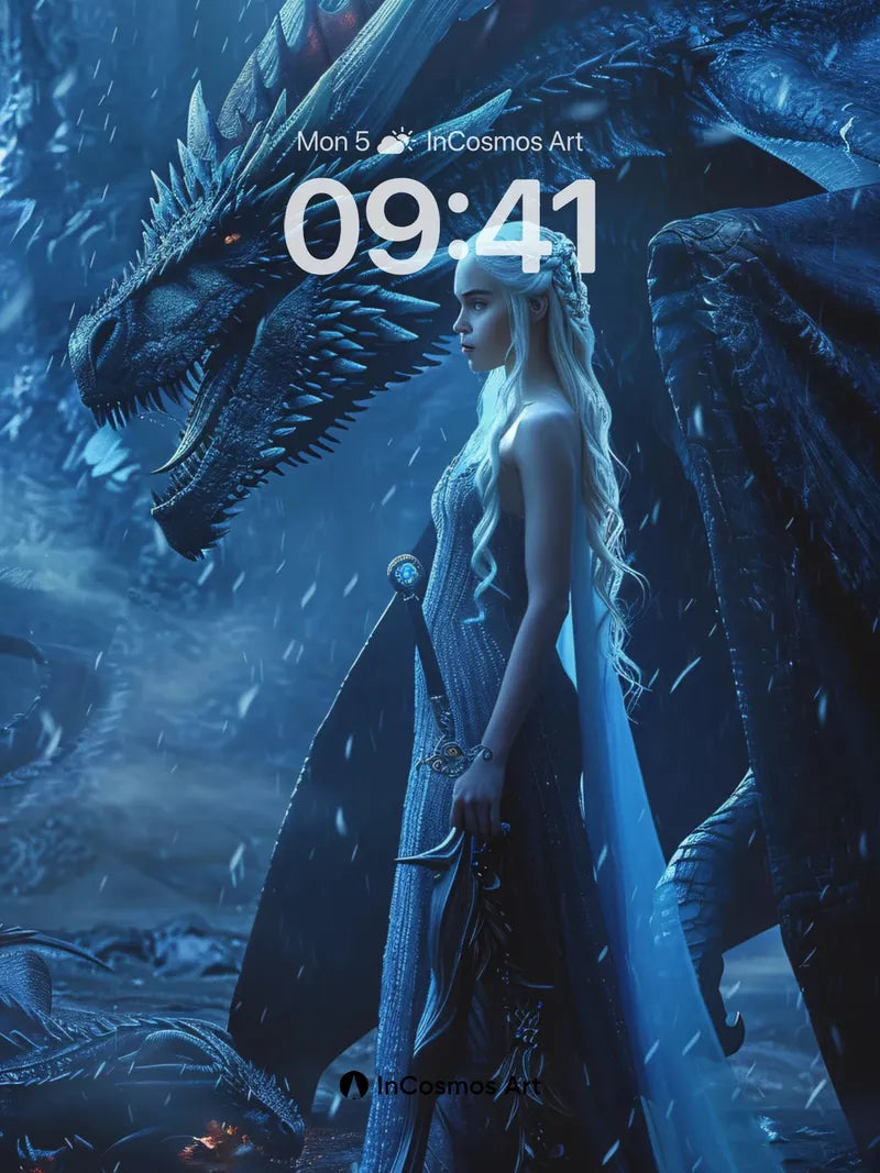 Frostbound Majesty Wallpaper with Dragon's Breath