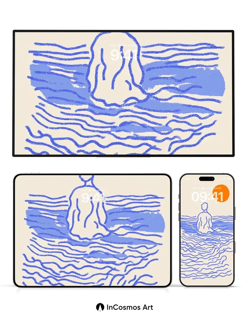 Serene Solitude Wallpaper with Sunlit Waves