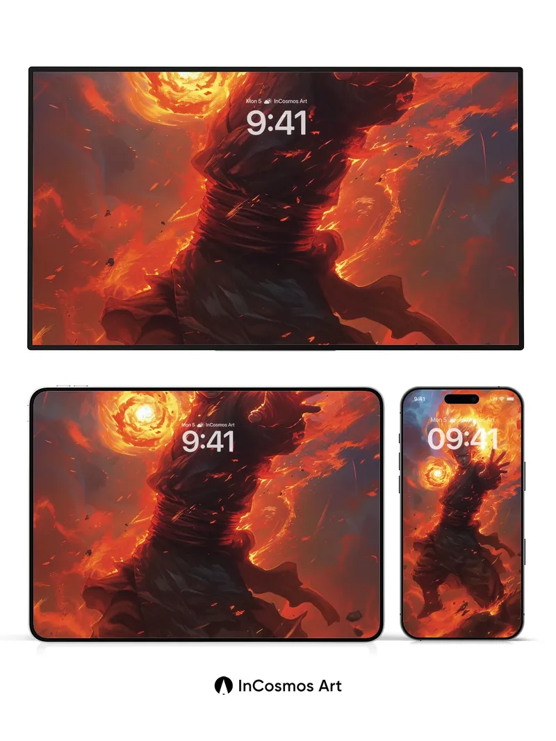 Fiery Ascension Wallpaper with Solar Core