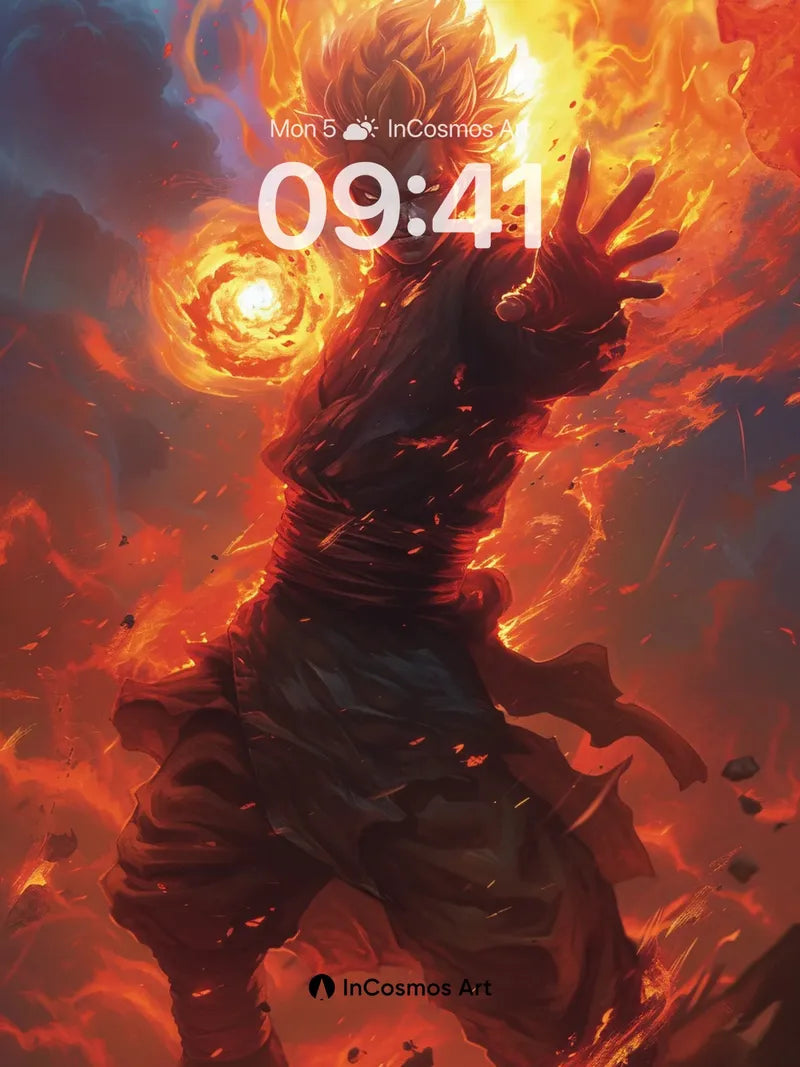 Fiery Ascension Wallpaper with Solar Core