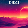 Neon Horizon Wallpaper with Cosmic Eclipse wallpaper for iPhone, iPad & Mac