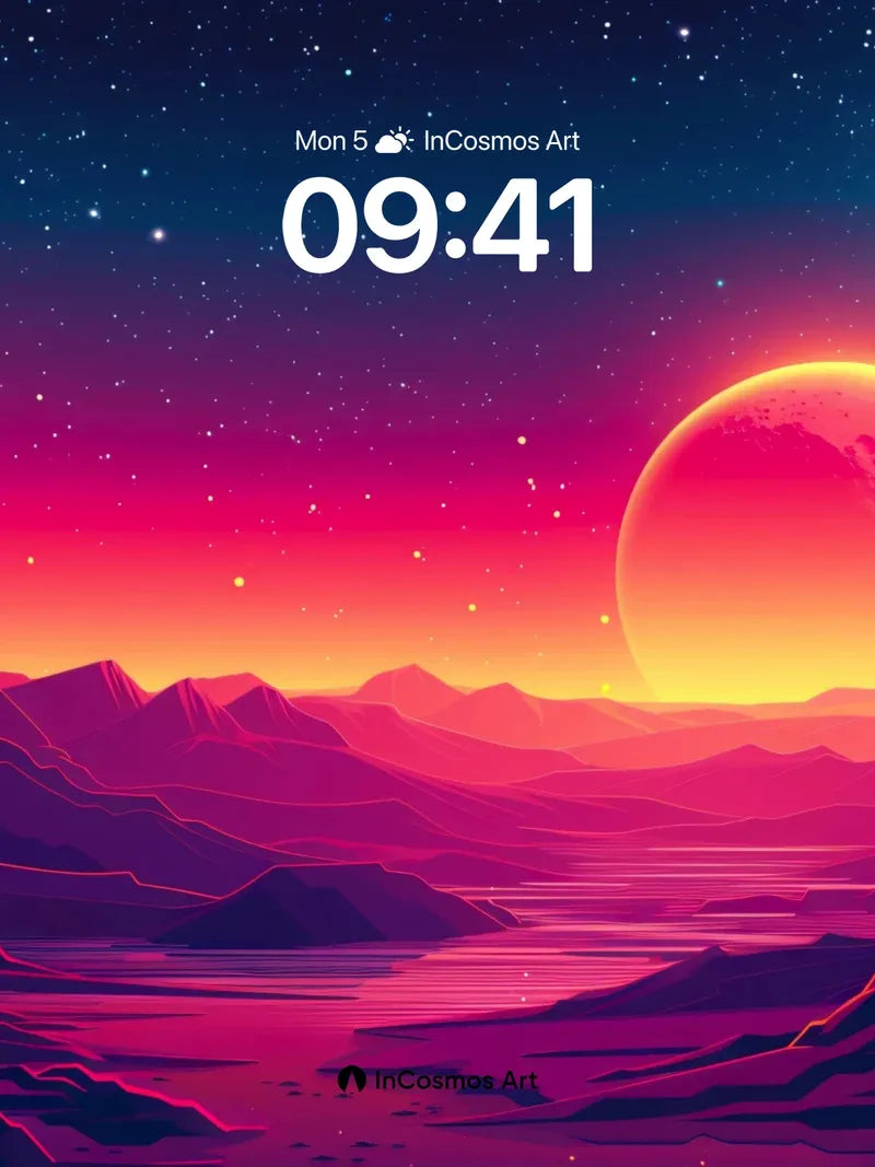 Neon Horizon Wallpaper with Cosmic Eclipse