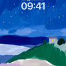 Starry Hillside Wallpaper with Whispering Flowers wallpaper for iPhone, iPad & Mac