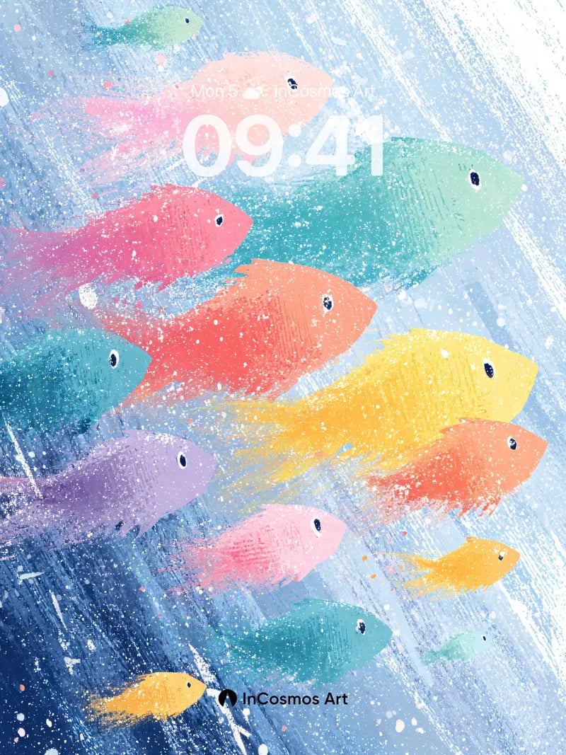 Whispering Currents Wallpaper with Floating Hues wallpaper for iPhone, iPad & Mac