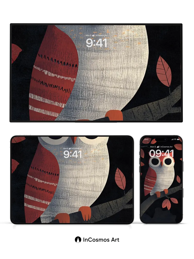 Whispering Wood Owl Wallpaper with Autumn Veil