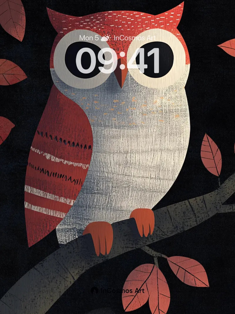 Whispering Wood Owl Wallpaper with Autumn Veil