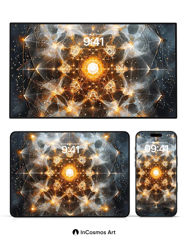 Cosmic Lattice Wallpaper with Radiant Nodes