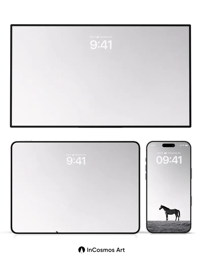 Silent Horizon Wallpaper with Lone Horse