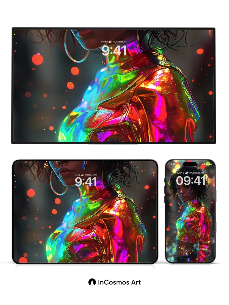 Neon Pulse Wallpaper with Holographic Skin