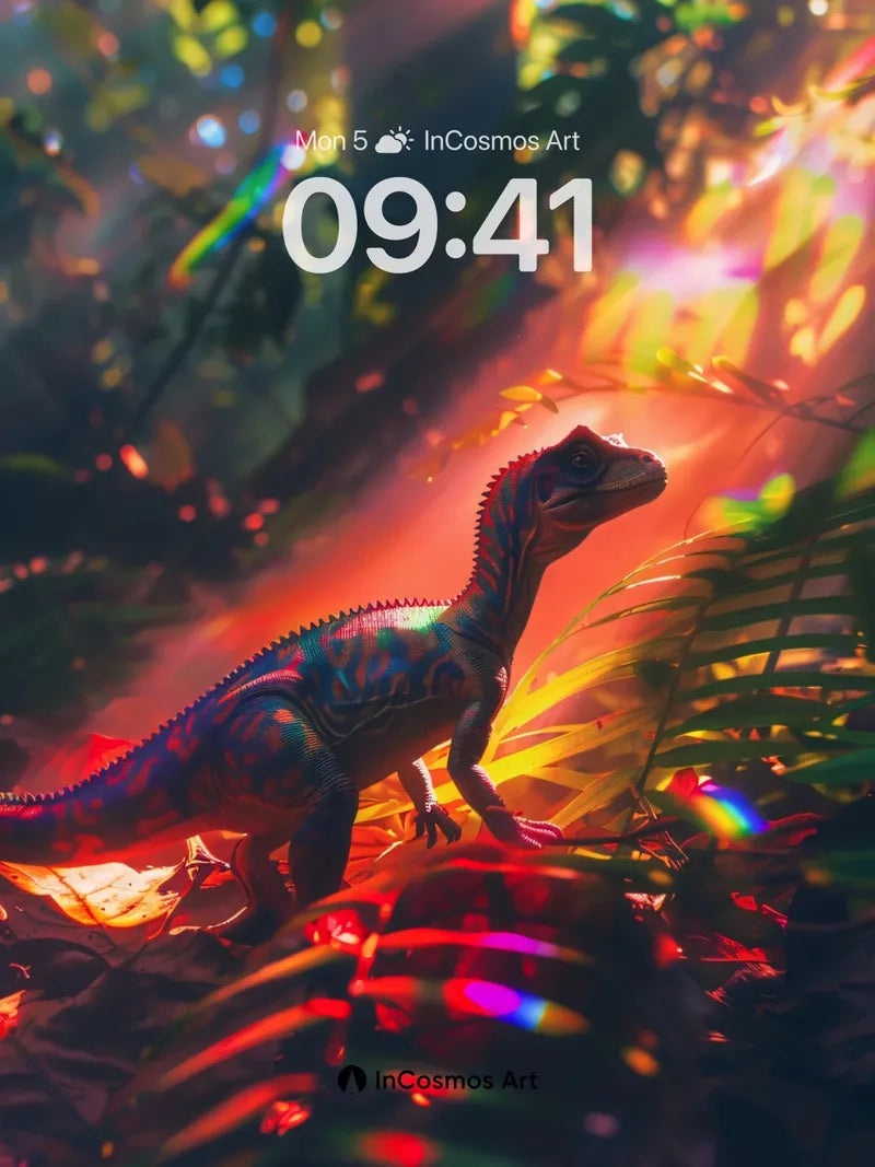 Rainbow Dinosaur Wallpaper with Prism Light