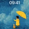 Serenity Rainfall Wallpaper with Golden Umbrella wallpaper for iPhone, iPad & Mac