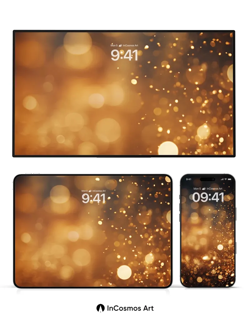 Golden Dust Wallpaper with Floating Light Particles