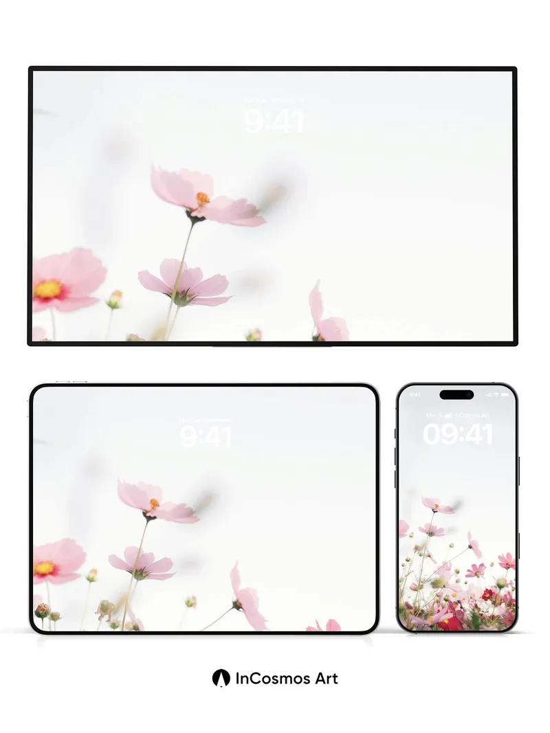 Serene Bloom Wallpaper with Floating Petals