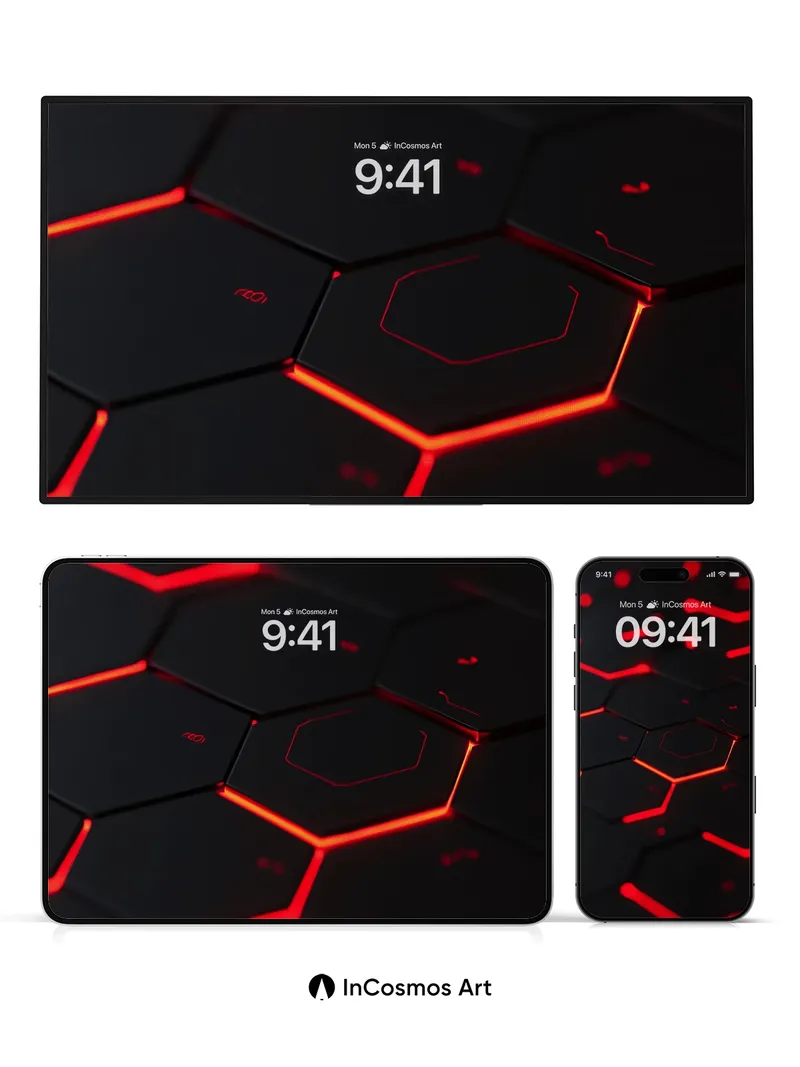 Neon Hex Grid Wallpaper with Pulse Lines